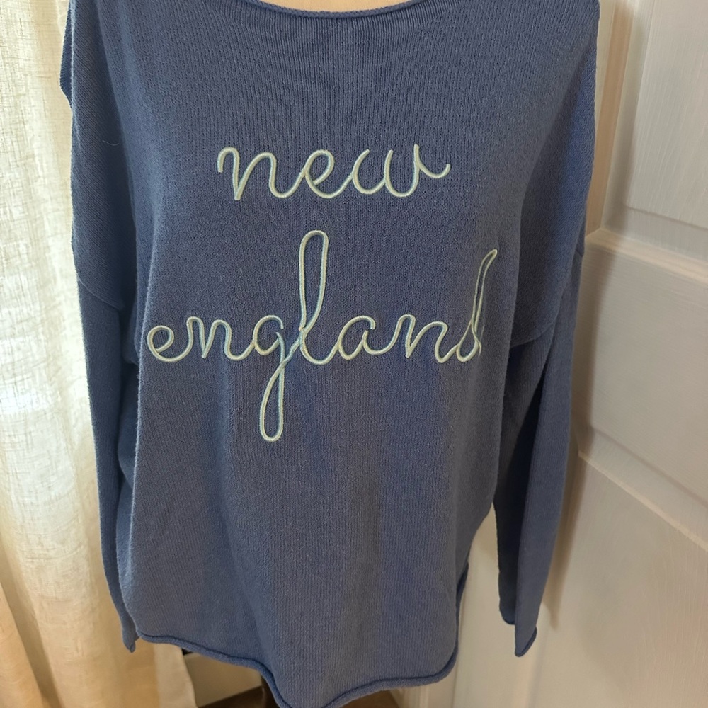Blue  Relaxed Crew Neck Long Sleeve Sweatshirt